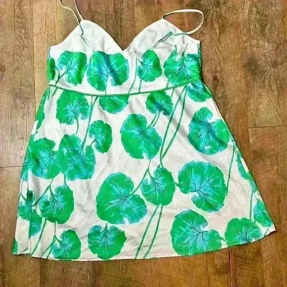 Diane von Furstenberg DVF Leaf Print Mini Dress Summer Sleeveless XL - Picture 2 of 8